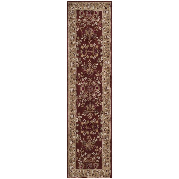 Safavieh Total Performance Hand Hooked Runner RugRust & Green 2 ft.3 in. x 9 ft. TLP721B-29 - main